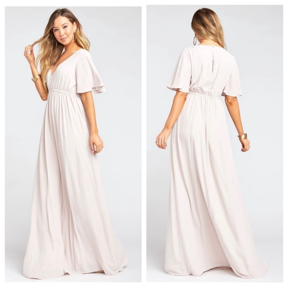 Show Me Your Mumu Emily Empire Maxi Dress Show Me The Ring Crisp Size L NWT